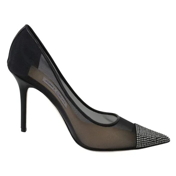 Jimmy Choo Elegant Black Mesh Crystal Pumps - Picture 1 of 6